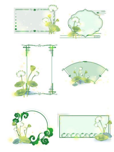 中国风绿色植物荷花荷叶边框-01.png